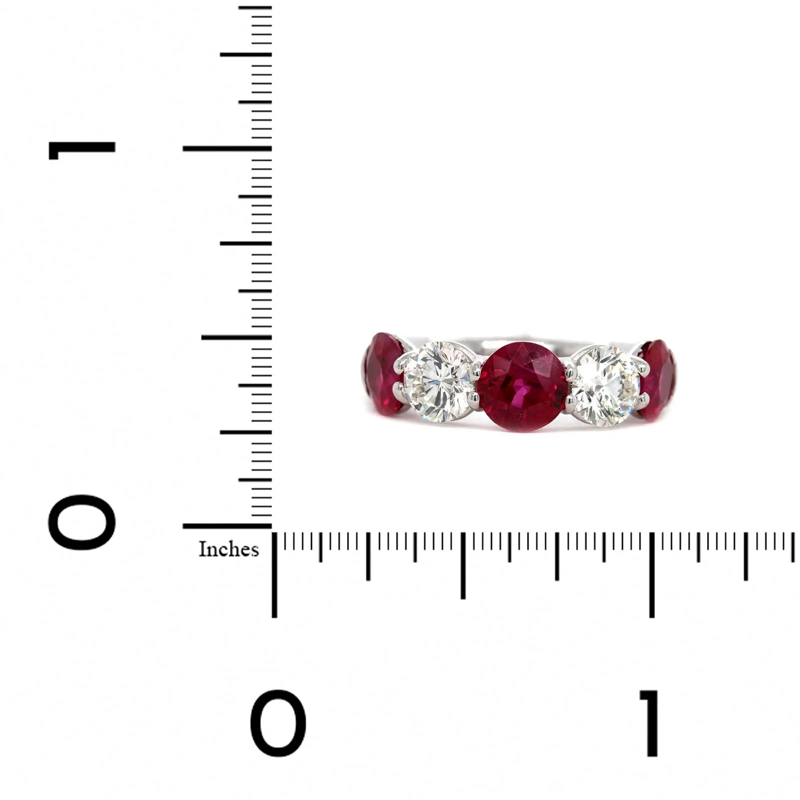 Platinum Shared Prong Alternating Ruby and Diamond Band