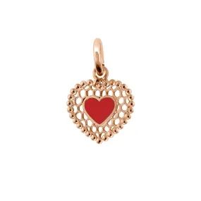 Poppy Lace Heart Pendant, Rose Gold