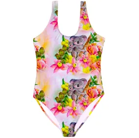 PREORDER Floral Koalas Women's One Piece Sleeveless Swimsuit (Ships w/c 16th Sept)