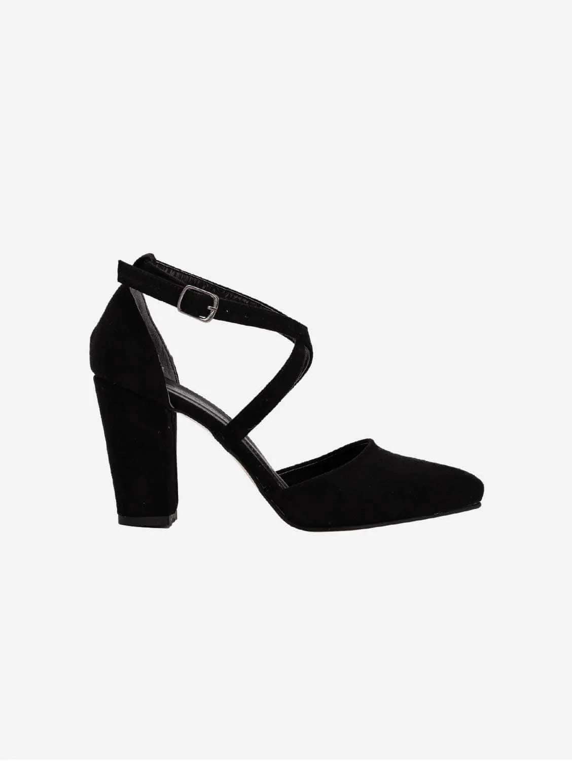 Sina Vegan Velvet Criss Cross Heels | Black