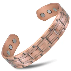 Stamped Chain Magnetic Copper Bracelet Cuff for Men