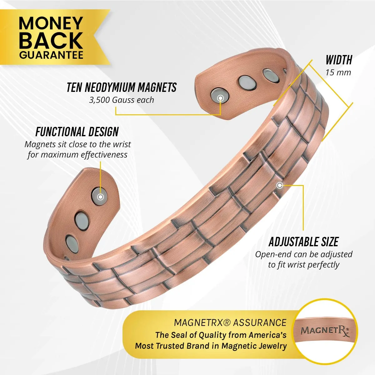 Stamped Chain Magnetic Copper Bracelet Cuff for Men