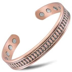 Stamped Native Magnetic Copper Bracelet Cuff for Men