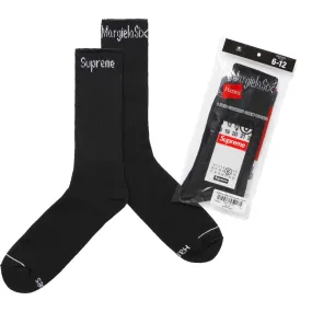 SUPREME MM6 MAISON MARGIELA HANES CREW SOCKS (1 PACK)-BLACK