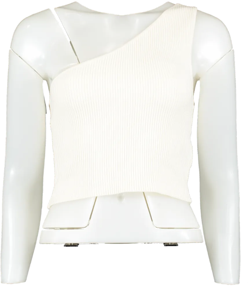 The Drop Cream One Shoulder Rib Knit Top UK S