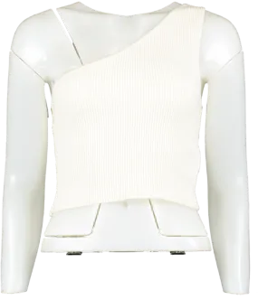 The Drop Cream One Shoulder Rib Knit Top UK S