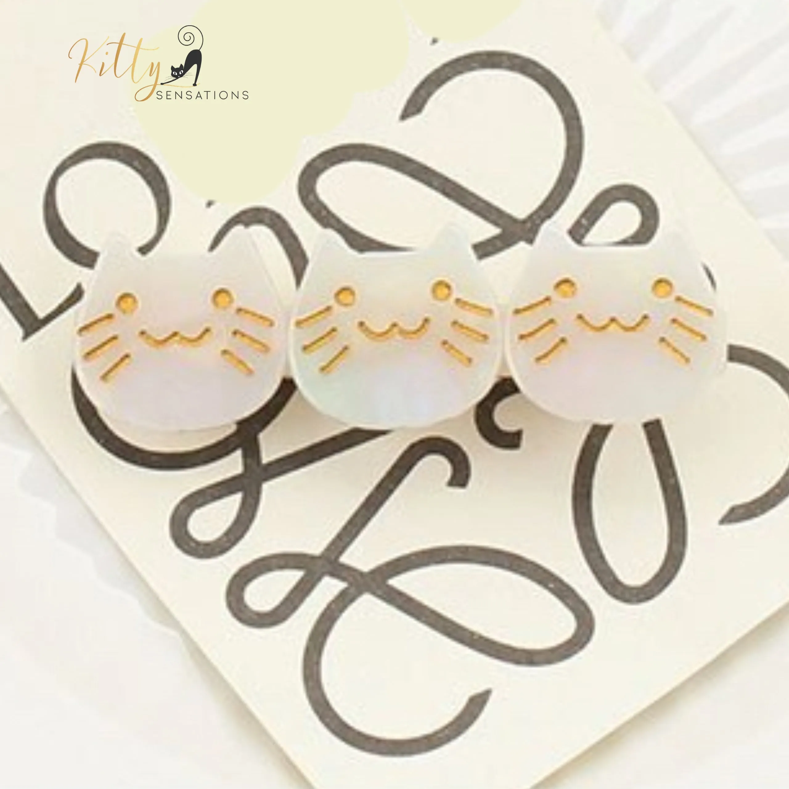 Three Kitties Hair Clip (High Quality Acetate) - Available in Multiple Color Options