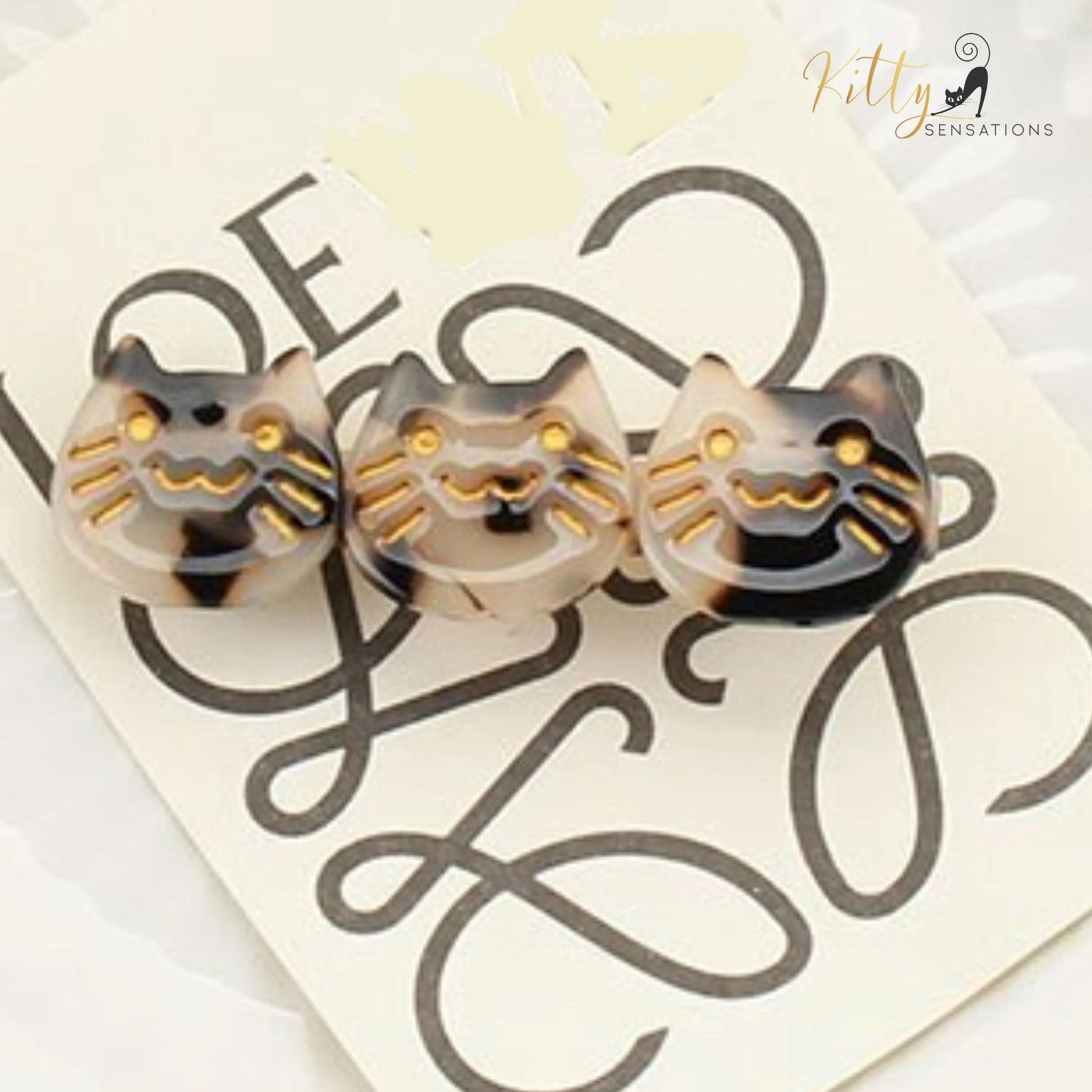 Three Kitties Hair Clip (High Quality Acetate) - Available in Multiple Color Options