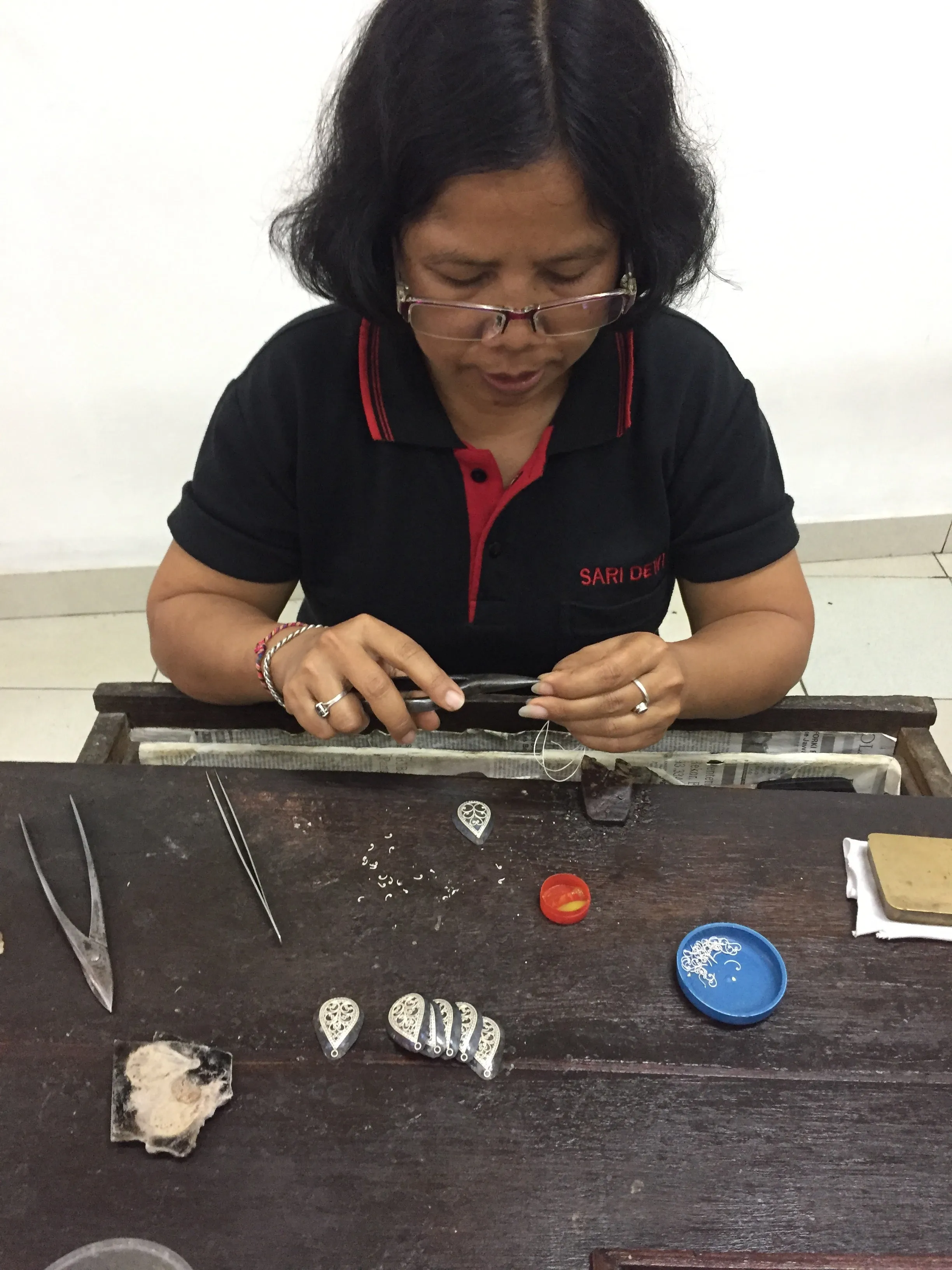 Traditional Balinese Sterling Silver and 18K Gold Filigree Earrings