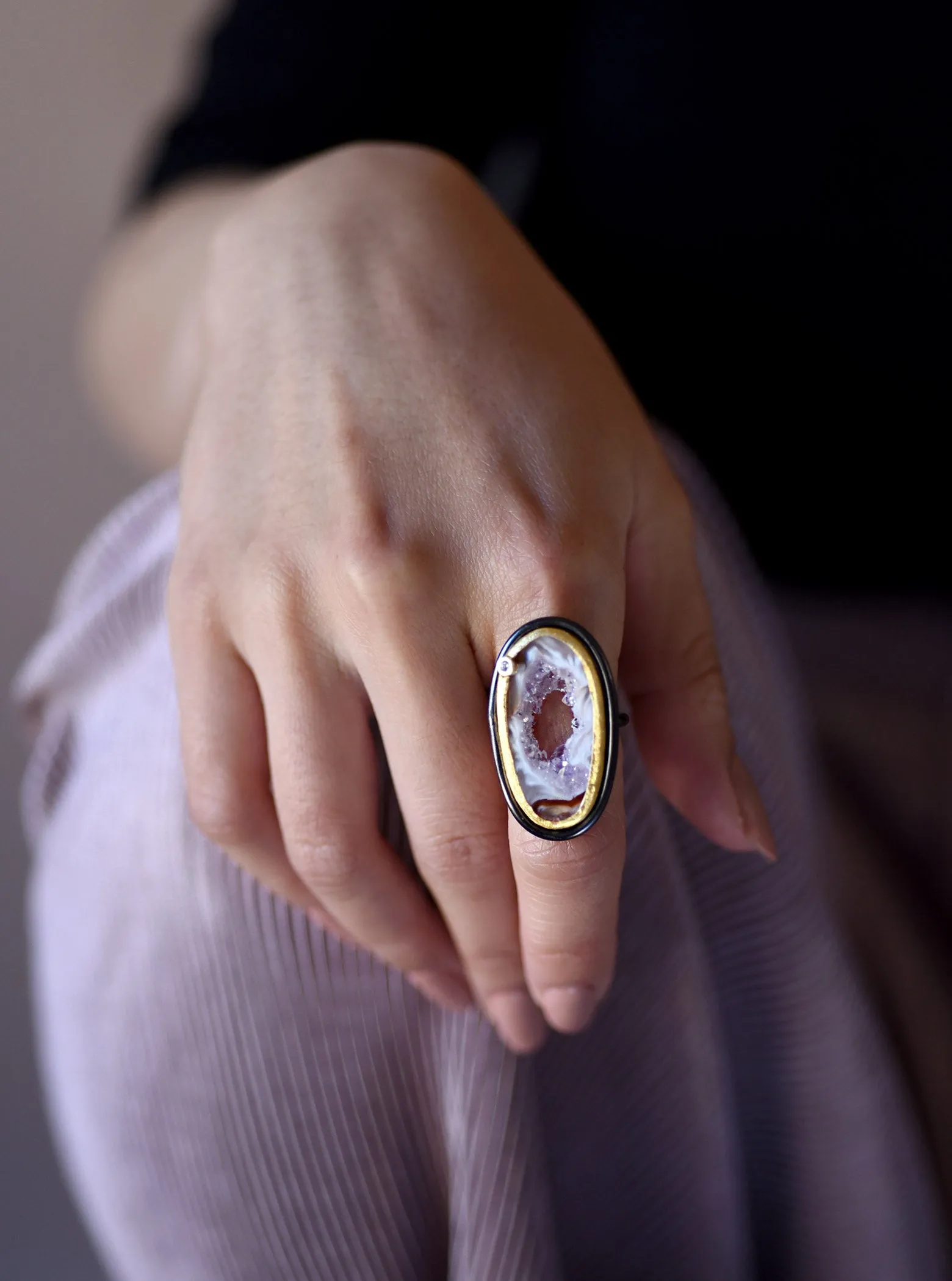 Two Tone Open Agate Ring