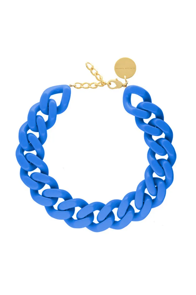 Vanessa Baroni Big Flat Chain Blue Necklace