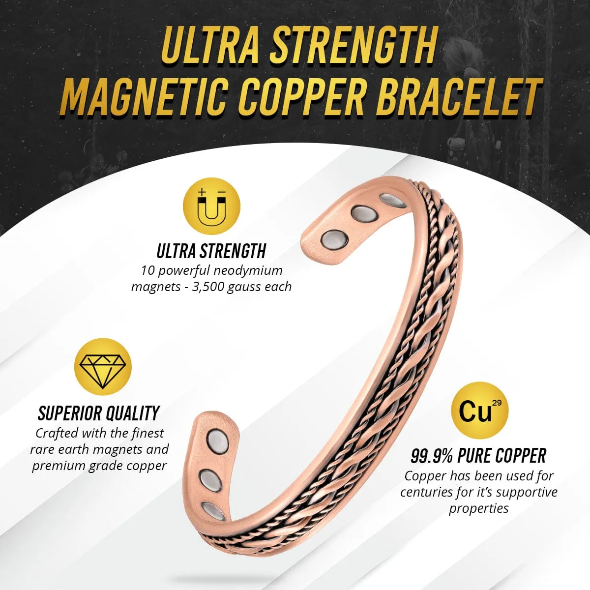 Women’s Inlay Copper Wire Magnetic Therapy Bracelet Bangle