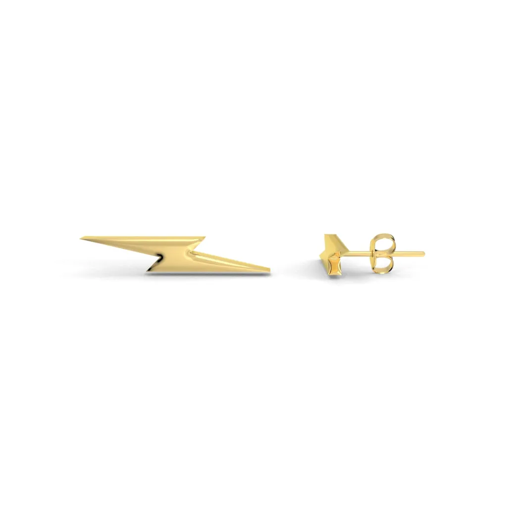 Yellow Gold Lightning Bolt Earrings